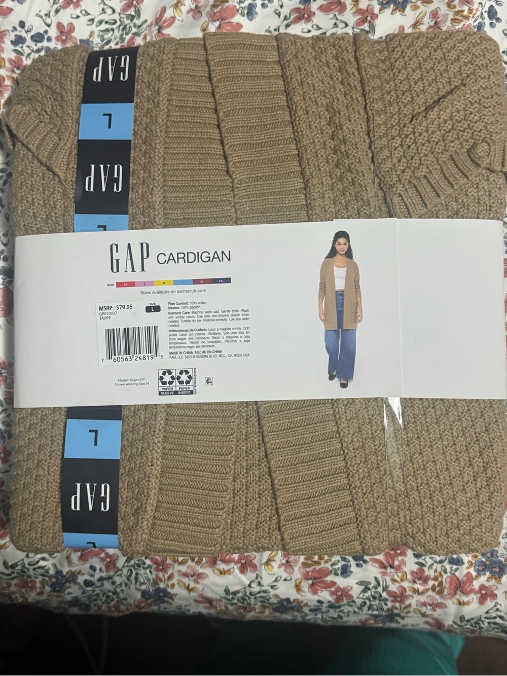 GAP Women's Tan Cardigan - Open Front Knit with Pockets size L - Picture 3 of 5